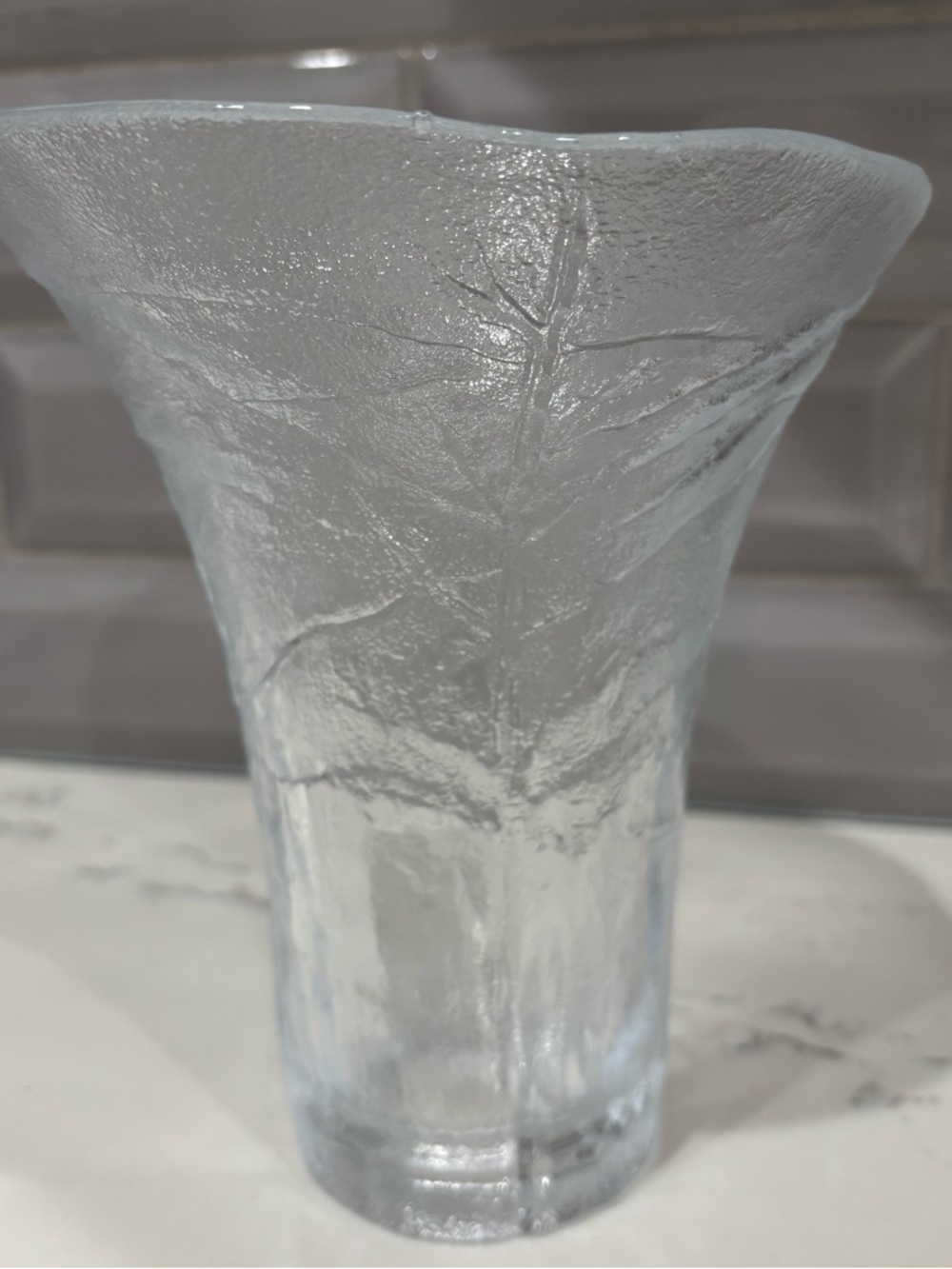 MCM Meri Lasi Glass Vintage Vase Finland 1970s Textured Forest 8”x6.5" Timeless
